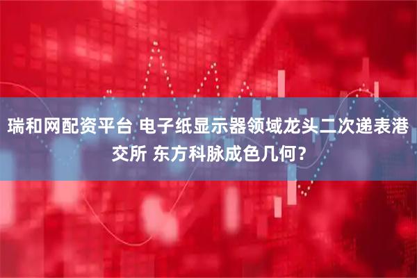 瑞和网配资平台 电子纸显示器领域龙头二次递表港交所 东方科脉成色几何？